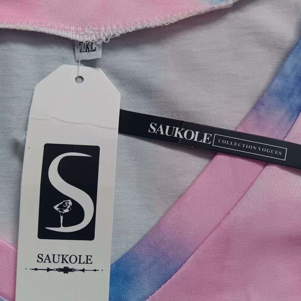 Saukole Women's Sleeveless Tank Top Yoga Workout Shirt Tie-dye Loose Fit 2XL - Picture 4 of 6